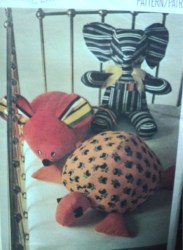 3419 STUFFED TOY ELEPHANT, MOUSE, TURTLE ANIMALS PATTERN
